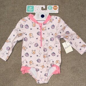 Disney Pink and White Baby Bodysuit with Bear Design